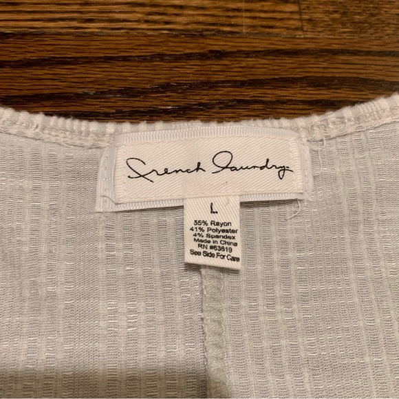 French Laundry Tie Front Short Flutter Sleeve Top Large White - Picture 3 of 6